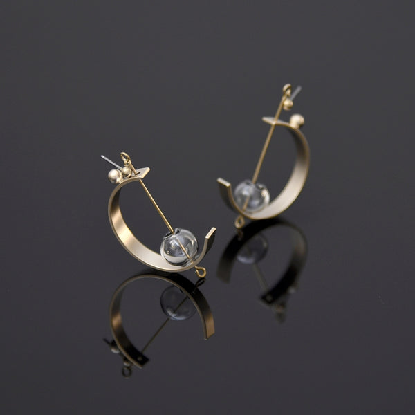 Lunette Earrings - Gold Grey
