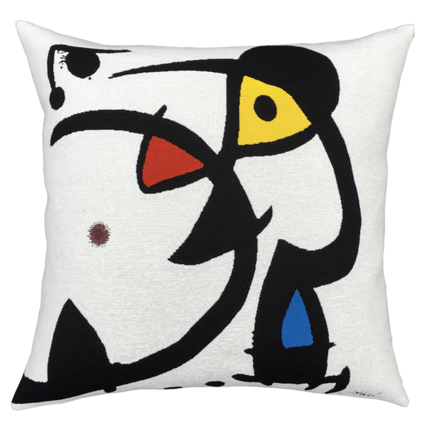 Miro Pillow: Two Figures Haunted by a Bird - 1976