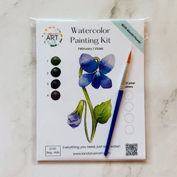 Watercolor Kit: Violet | February Birth Month Flower
