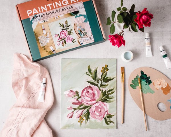 Abstract Roses Painting Kit, Impressionist Painting Kit