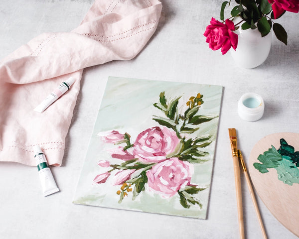 Abstract Roses Painting Kit, Impressionist Painting Kit