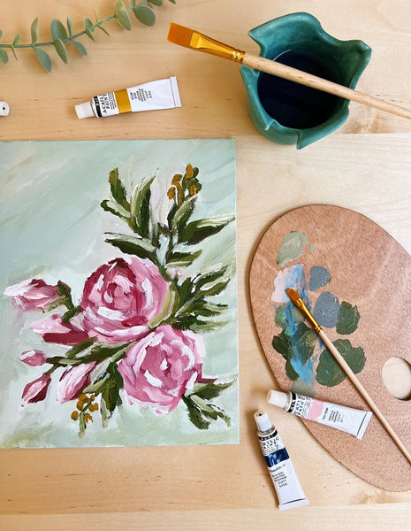 Abstract Roses Painting Kit, Impressionist Painting Kit