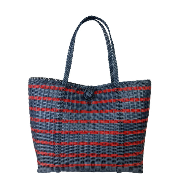 Market Bag - Sailor Stripe Fog Blue/Red - Medium