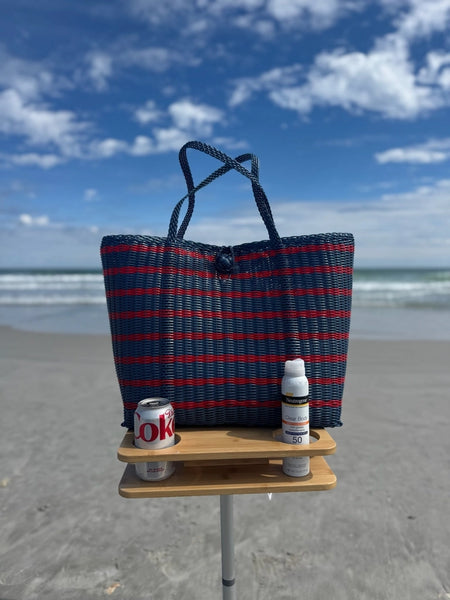 Market Bag - Sailor Stripe Fog Blue/Red - Medium