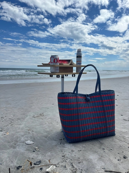 Market Bag - Sailor Stripe Fog Blue/Red - Medium