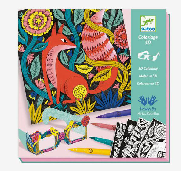 3-D coloring card kit, fantasy forest