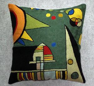Kandinsky Inspired #6 Green Pillow