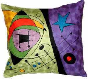Miro Green/Black/Purple Pillow