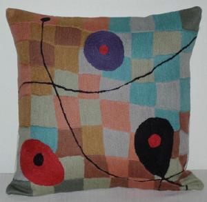 Miro Brown/Blue/Pink Squares Pillow